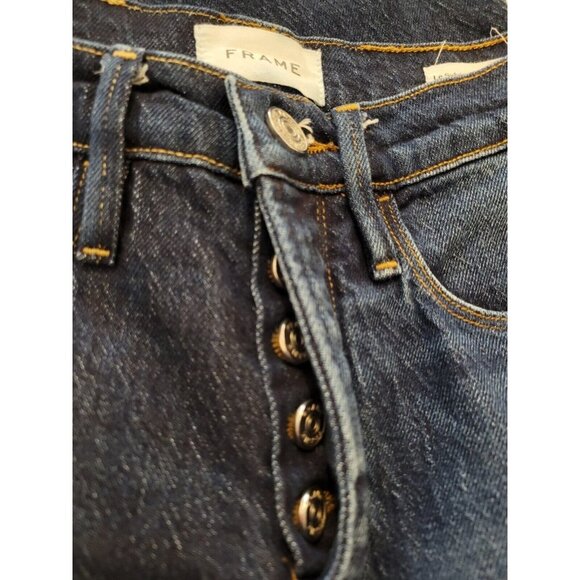 Frame Unique Two Tone Sylvie Straight Jeans 23 Indigo Combo Pants Denim Color - Picture 4 of 12